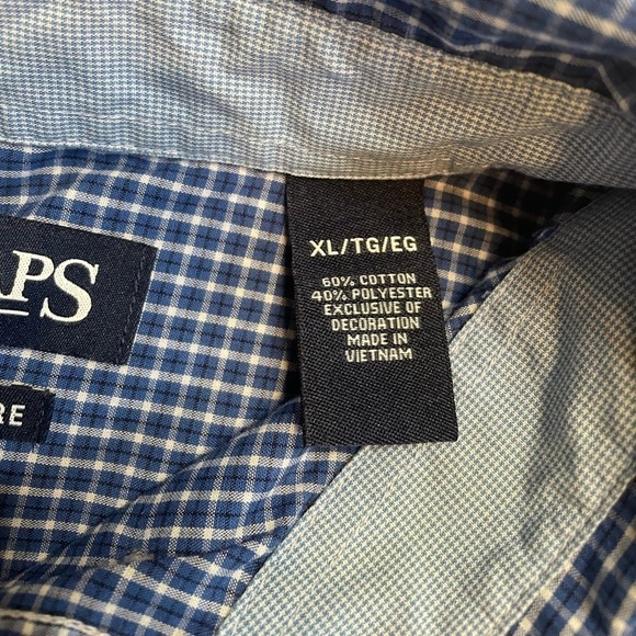 Men’s Chaps size XL blue plaid shirt sleeve button up shirt - Picture 6 of 6